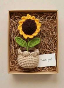 Crocheted Sunflower Pot