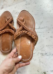 Brown Braided Leather Kolhapuri Chappals