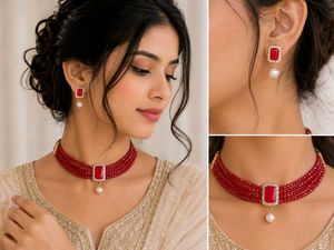 pack of 3 Beaded Choker Necklace & Earring Set