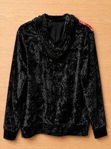 Velvet Floral Zip-Up Hoodie
