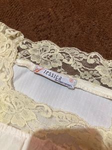 Cream Lace Trim Long Sleeve Top