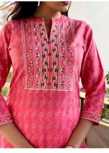 New Pink Embroidered Kurta Set