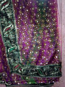 Stunning Purple Embroidered Saree with blouse