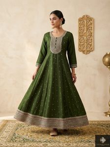 Elegant Green Embroidered Anarkali Gown