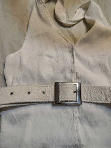 White Halter Neck Top with Belt