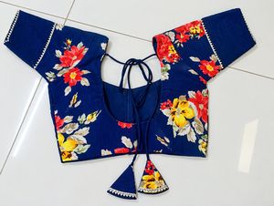 Navy Blue Floral Print Lehenga Choli Set💙💛