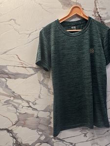 Men's Dark Green Textured T-Shirt
