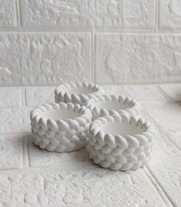 Chunky Knit Design White candle holders