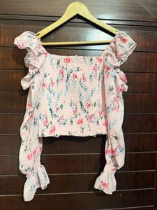 Floral Smocked Square Neck Top