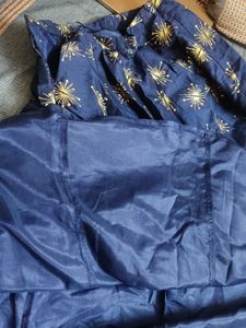 Navy Blue Skirt with Golden Starburst Print