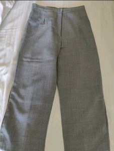 Women's Light Grey &amp; Blue Pleated Pants
