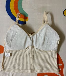 Cream Ribbed Button-Up Tank Top