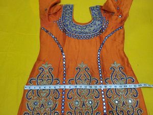 Orange &amp; golden salwar suit dupatta set