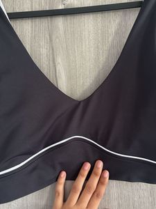 Black Sports Bra with White Trim