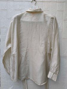 Korean Pintrest Cream Button-Up Collared Shirt