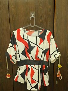 Abstract Print Peplum Top