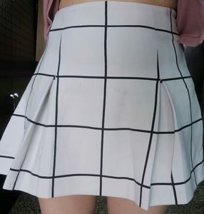 forever 21 ! white pleated grid skirt