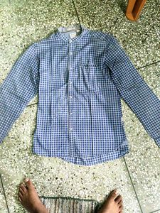 Blue Checkered Button-Down Shirt