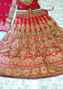 Red & Gold Embroidered Lehenga Set