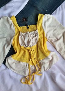 Romantic Vintage Yellow Corset Top