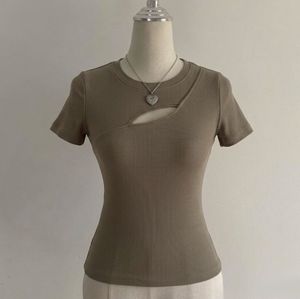 Ribbed Cut-Out Short Sleeve Top