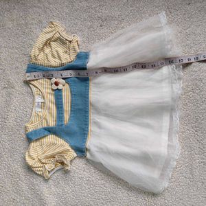 Baby Girl Denim Pinafore Dress with Tulle Skirt