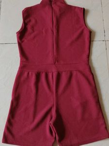 Maroon Sleeveless Jumpsuit