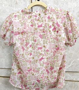 Pink High Neck Casual Top
