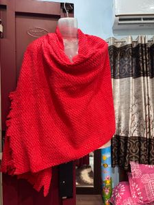 Red Woven woollen  Shawl/Scarf