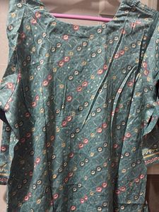 Stylish Teal Bandhani Print Kurti