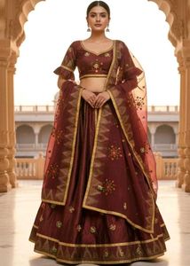 Maroon Embroidered Lehenga Choli 🍂