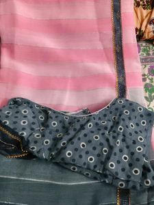 Elegant Pink Striped Saree