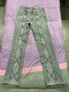 Y2K Vintage Mid Low Waist Straight Grey Pants