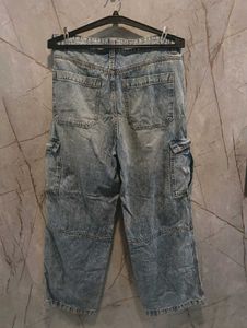 H&amp;M Blue Wash Cargo Jeans