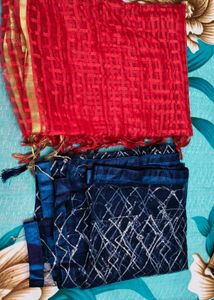 Red &amp; Blue Dupatta Set