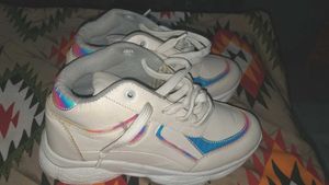 Cream Chunky Sneakers with Iridescent Accents