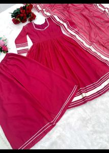 for tall girl Pink Anarkali Suit Set with dupatta