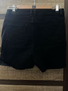 Black Denim Ripped Shorts