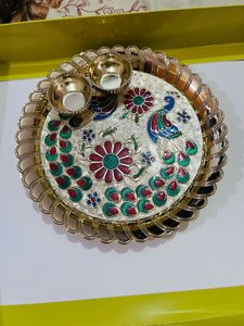 Decorative Peacock Design Pooja Thali new wdttag
