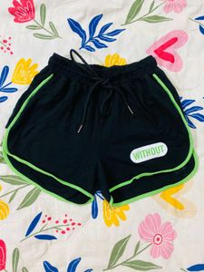 Black &amp; Green Athletic Mini Shorts