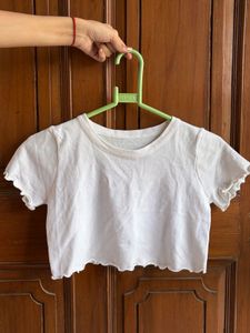 Cute White Cropped T-Shirt