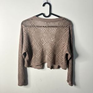 Cropped Open Knit Cardigan