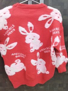 Red Bunny Print Pullover