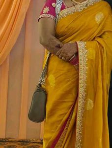 Elegant Yellow &amp; Pink Saree