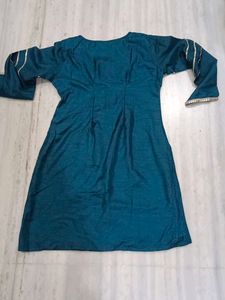 Beautiful Teal Kurta with Silver Embellishments