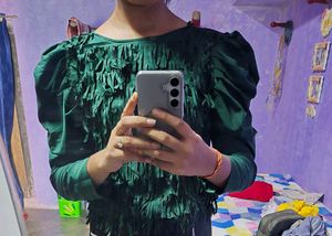 Green Fringe Top