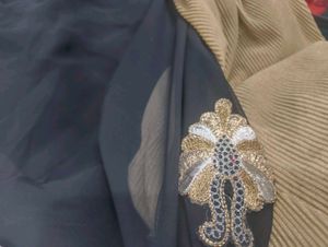 Black and golden Saree with Gold Embroider
