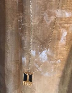 BTS Black Locket Pendant Chain In Gold