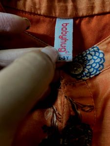Boys Orange Printed Kurta Pyjama