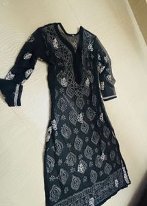 Elegant Navy Blue Chikankari Kurta Set